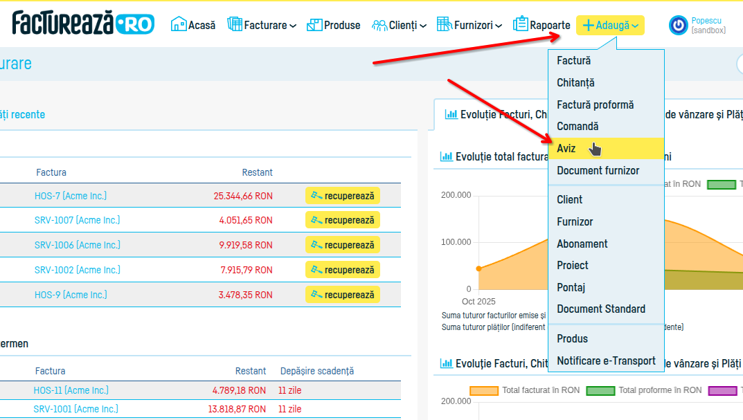 Cum adaug un aviz de însoțire a mărfii? - pasul 1